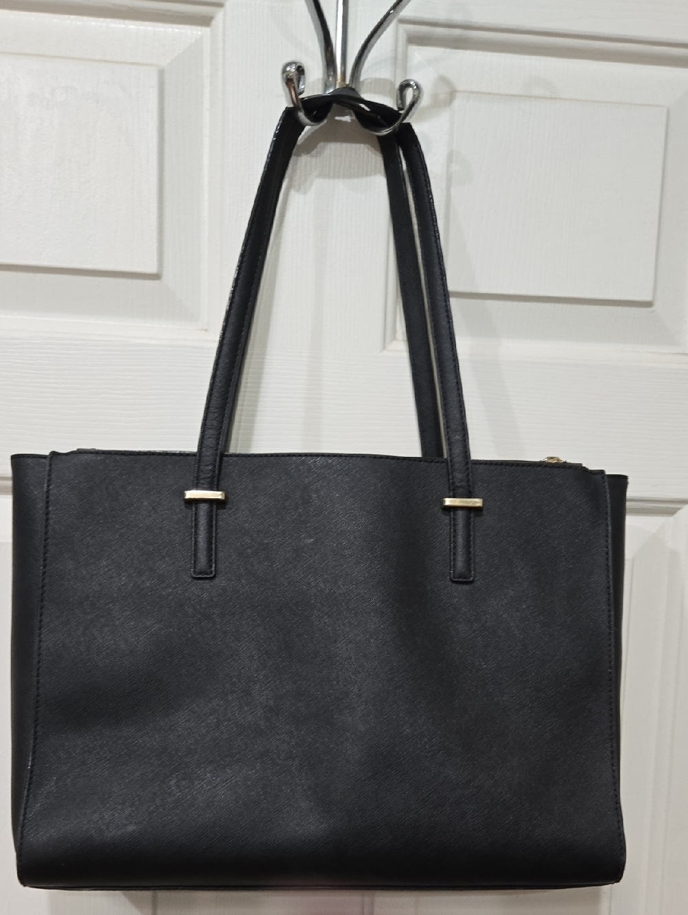 Kate Spade Black Leather Tote 10.5" X 14" - Picture 2 of 13